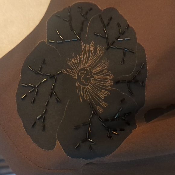 Kenneth Jay Lane Brown/ Black Button Down Flowy Old Money Silk Tunic Top Sz L - Picture 4 of 9